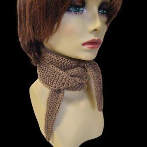 Sophie Scarf, Neck scarf, small scarf Knitted Handmade Scarf Brown Chestnut